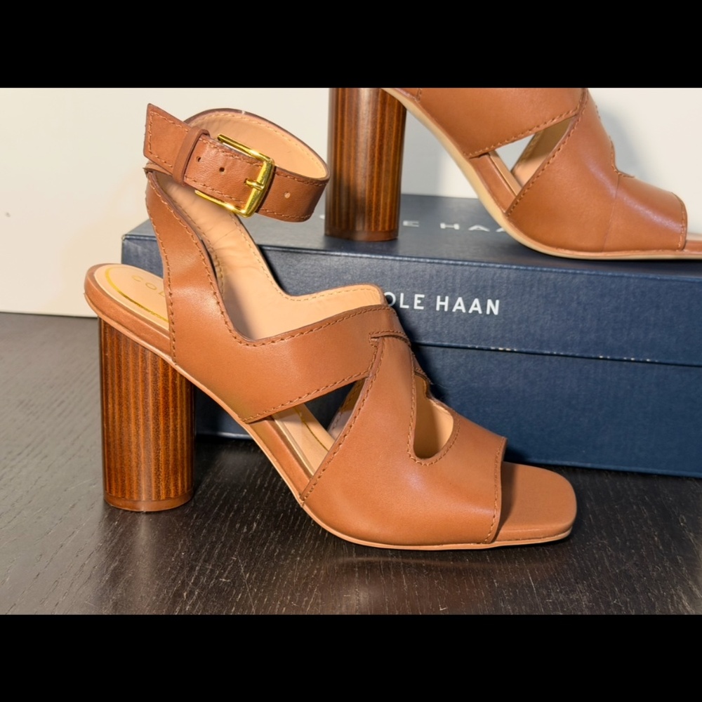 Cole Haan Reina City Leather Sandals Dark Sequoia Womans 8B